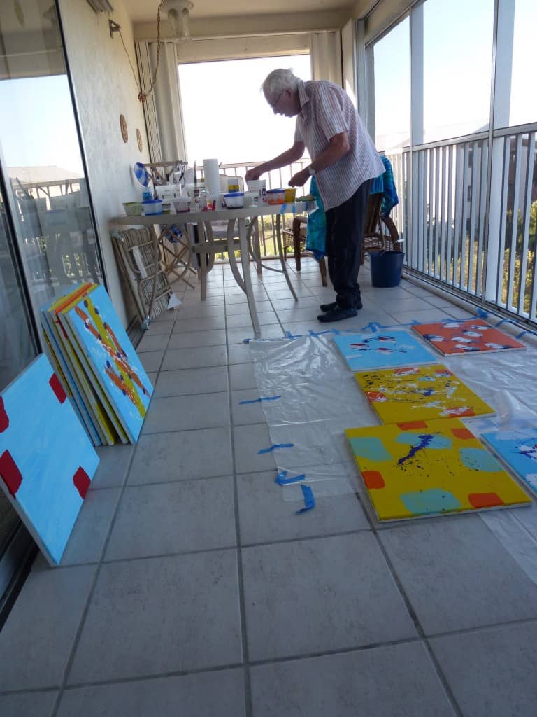 Marcel Barbeau working in his temporary studio in Sanibel Island. Summer 2013. Photo: Ninon Gauthier