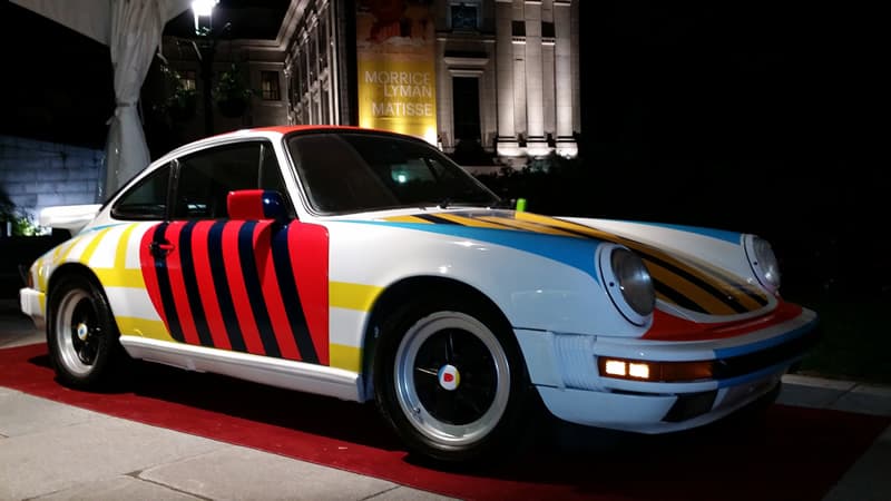 Porsche 911 which the concept of the painting was done by Marcel Barbeau and executed by Yves Thibault ( who specializes in car painting) for the Art Car Project initiated by Mr. Alain Authier. Photo : Art Car Project (http://www.artcarsproject.com/)